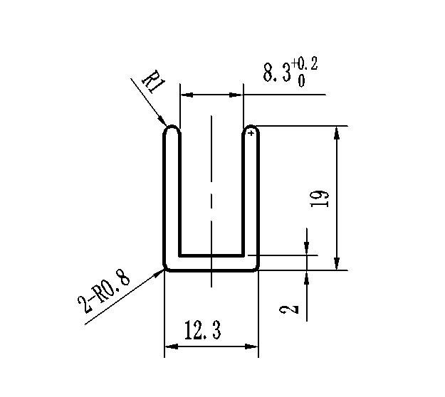 Размеры п-образного черного профиля 