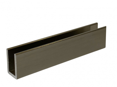 Алюминиевый П-образный профиль для стекла 8 мм, L=3000 мм, никель (под нерж. сталь)