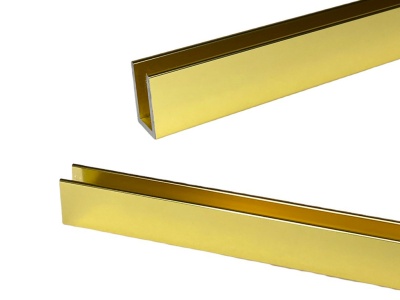 П образный профиль алюминиевый, для стекла 8 мм, L=3000 мм, глянцевое золото
