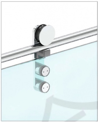 Комплект фурнитуры для раздвижной стеклянной двери, PSS хром глянцевый