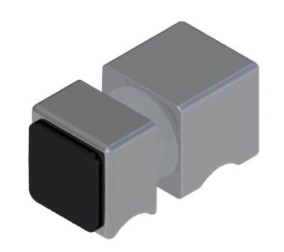 05032 31 Кноб комплект с резиновым торцом, квадратный, полированный хром, Германия