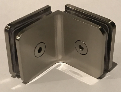 ZM-725, Коннектор стекло-стекло 90°, цвет матовый хром SC