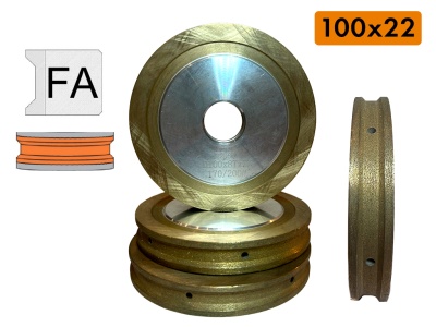 (Ультра-Премиум) 100x22 FA "трапеция", алмазные периферийные круги с внутр. охлаждением для стекла от 4 мм