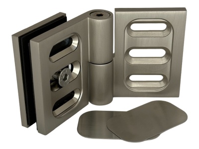 07196 55 Коннектор Milano Pur, стена-стекло 45° – 180° (с регулируемым углом), сатинированный никель, Германия