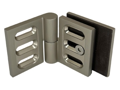 07195 55 Коннектор Milano Pur, стена-стекло 45° – 180° (с регулируемым углом), сатинированный никель, Германия