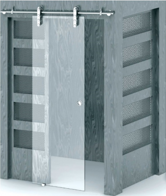 S015 Комплект фурнитуры для стеклянной двери, с плоскими каретками под зенковку (заподлицо)