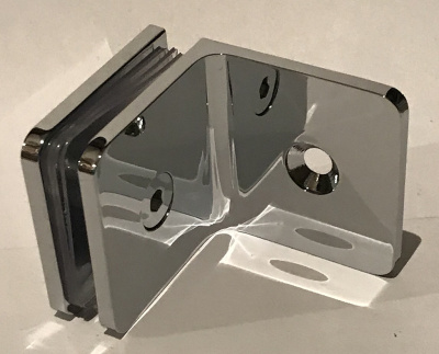 ZM-722, Коннектор L-образный стена-стекло 90°, цвет полированный хром CP